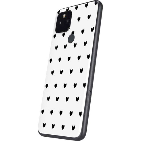White and Black Hearts Google Pixel 4a 5G Skin